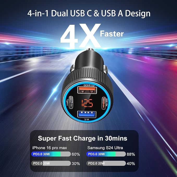 5 Pack USB C Car Charger, 4-Port 65W Car Power Adapter - Image 2