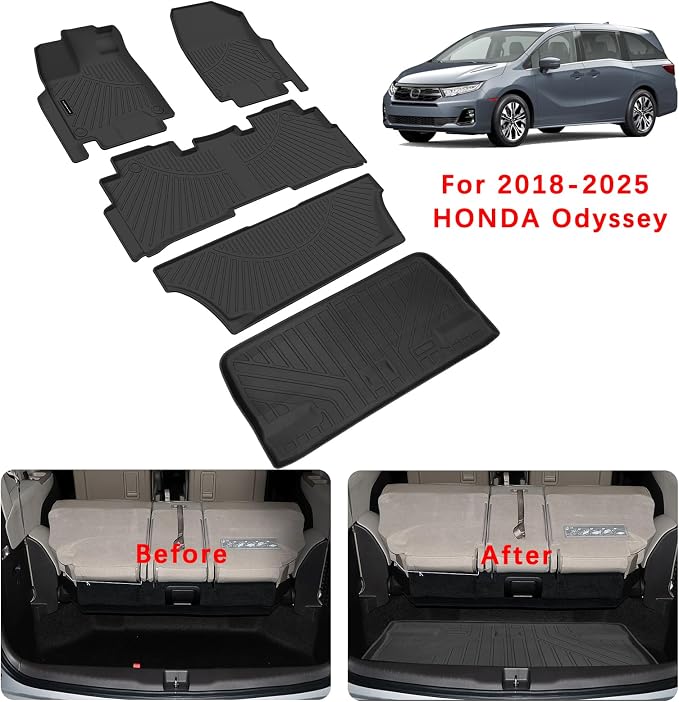 Floor Mats & Trunk Mats for Honda Odyssey 2018-2023 2024 2025, TPE All Weather - Image 2