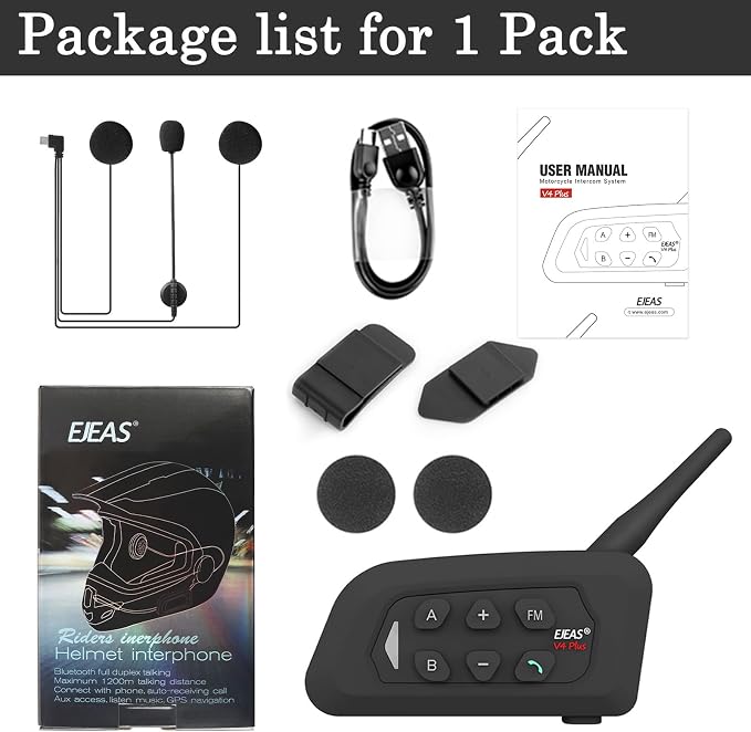 V4 Plus Motorcycle Bluetooth Helmet Intercom Headset, 4 Rides Group - Image 3