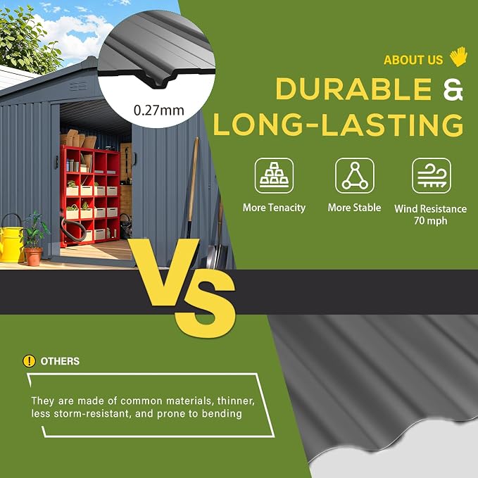 AECOJOY 12' x 14' Outdoor Storage Shed - Image 5
