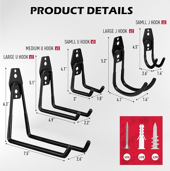 20 Pack Heavy Duty Garage Storage Hooks - Image 2