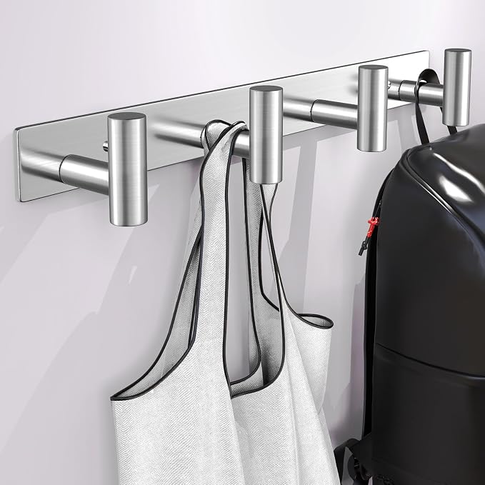 Wall Mounted Coat Rack-4 Hooks, Heavy Duty Stainless Steel Hook Rail - Image 3