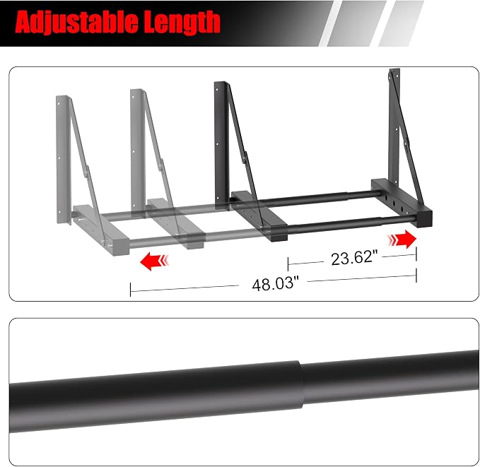 Wall Mount Folding Tire Rack, 32 to 48 Inches Wide Adjustable Tire Storage Rack - Image 4