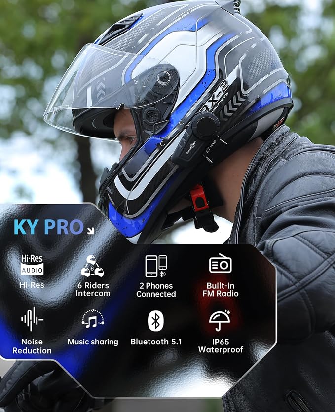 FreedConn KY PRO Hi-Res Motorcycle Helmet Bluetooth Headset, Motorcycle - Image 2