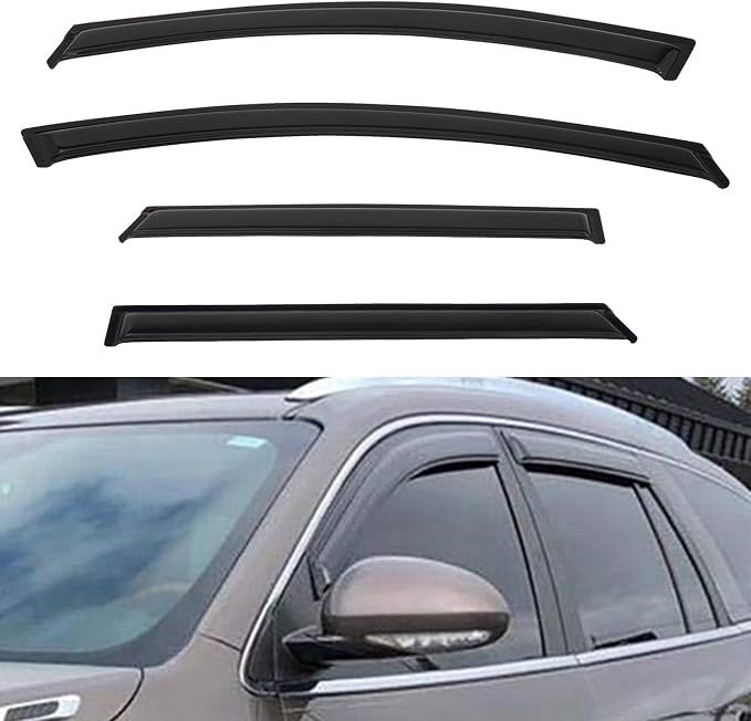 4pcs Front+Rear Smoke Tint Sun/Rain Guard Outside Mount Tape-On Vent Window by LQQDP