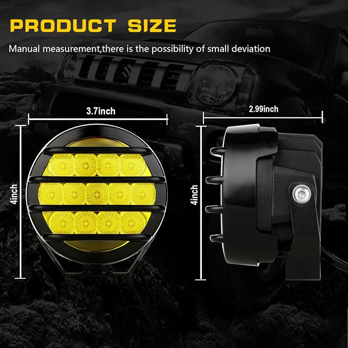 BIGLION.X 3.7 Inch 130W Amber Fog Lights Yellow Round Offroad Fog Lights Super - Image 6