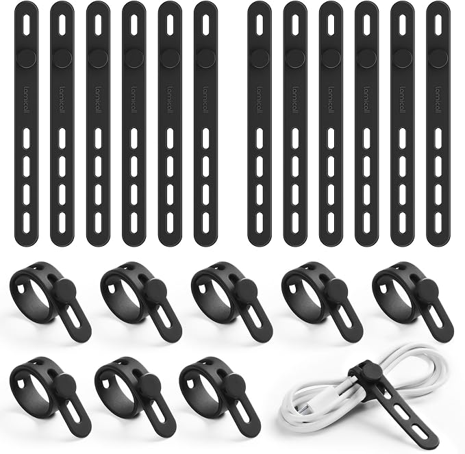 20Pack Silicone Cable Ties Cord Organizer Wrap by Lamicall