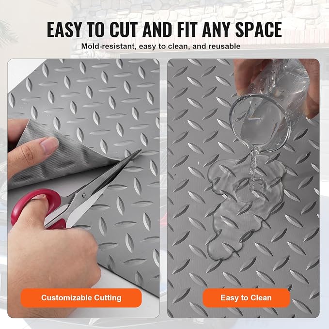 VEVOR Floor Mat, 13 x 4.9 FT PVC Flooring Roll, Non-Slip Diamond Texture - Image 5