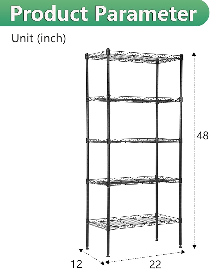 BestOffice Garage Shelving 5 Tier Metal Storage Shelves 750lbs Weight Capacity - Image 3