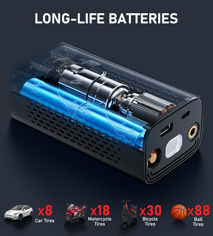 Tire Inflator Portable Air Compressor, 150PSI Cordless Air Pump - Image 5
