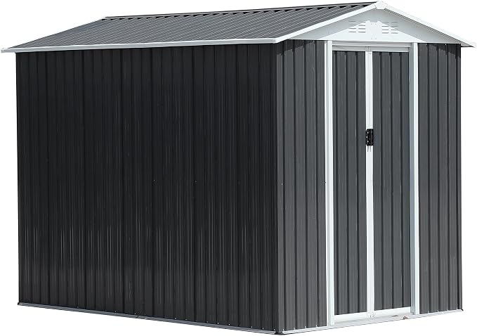 6x9 FT Outdoor Storage Shed, Metal Garden Shed - Image 4
