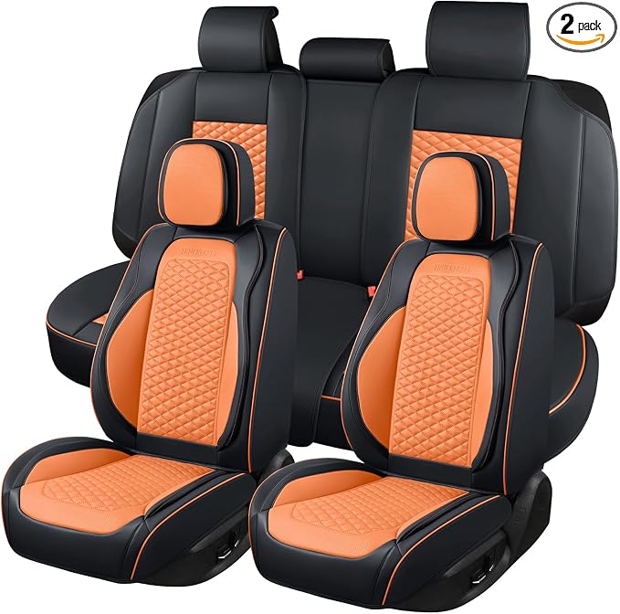 Seat Covers for Cars Full Set, Leather Seat Covers 2 Pack, Breathable Leather by truckerset