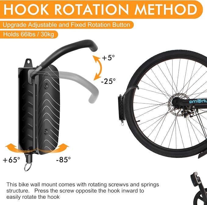Swivel Bike Wall Mount, Bike Wall Hanger and Hooks, Hanging Bike Rack - Image 5