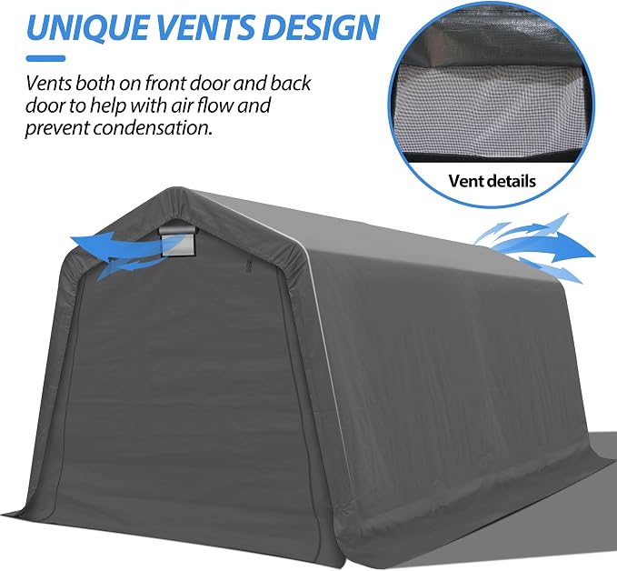8' x 14' Outdoor Storage Shelter Shed, Portable Storage Shed Heavy Duty - Image 5