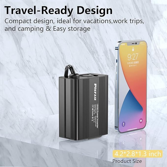 150W Power Inverter 12V DC to 110V AC Car Plug Adapter Outlet Converter - Image 3