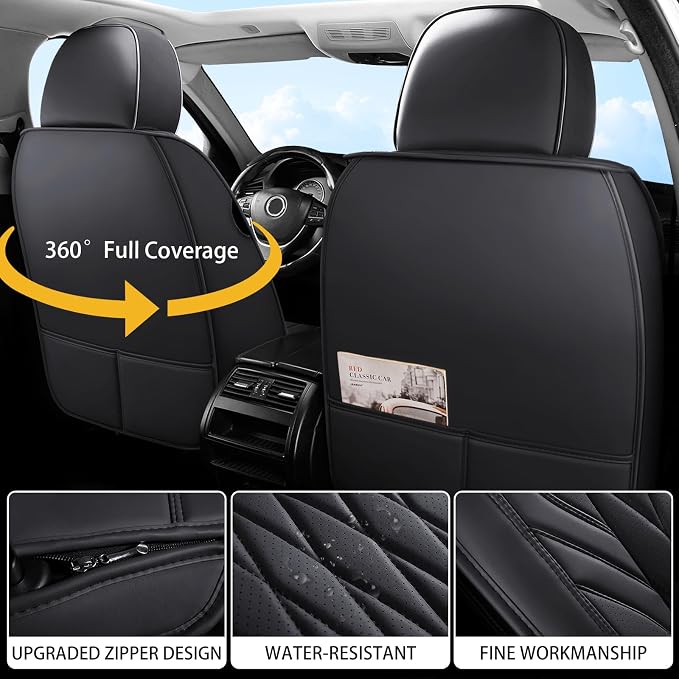 WELLDO Car Seat Covers Full Set, Leather Seat Covers - Image 3