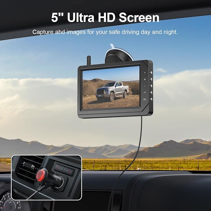 Fookoo HD 1080P 5-inch Wireless Backup Camera, DIY Guide Lines Wide Angle IP69 - Image 2