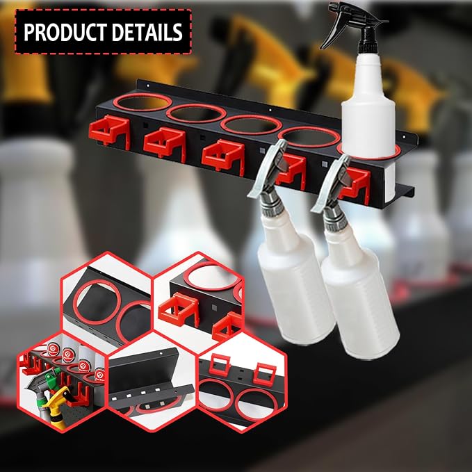 Spray Bottle Rack Organizer, 2 Pack Wall-mounted Spray Bottle Holder, Car - Image 3