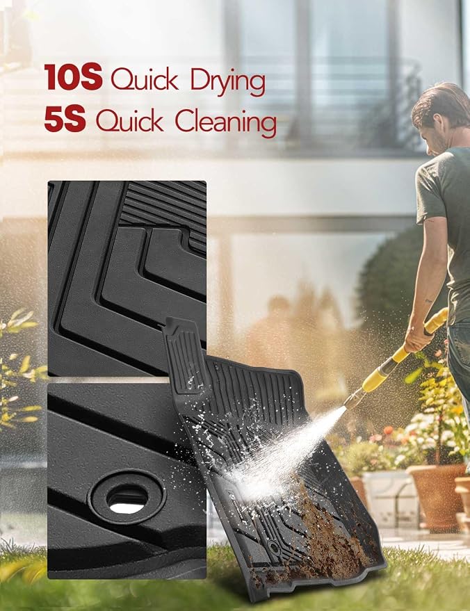 YHTAUTO Floor Mats Fit 2016-2020 Toyota Tacoma Access Cab, TPE All Weather Car - Image 9