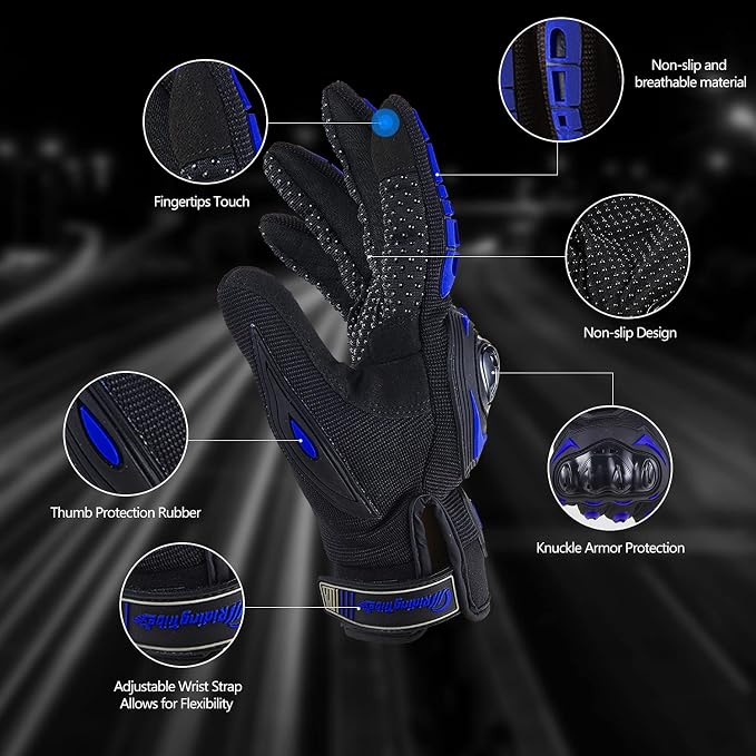 Motorcycle Gloves for Men and Women Full Finger Touchscreen Mountain Dirt Bike - Image 2