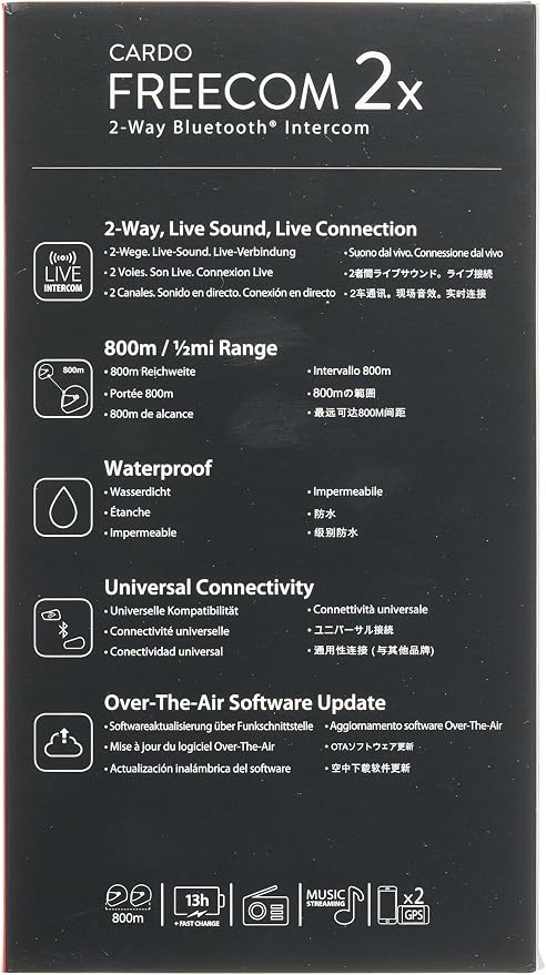 Cardo Systems FREECOM 2X Motorcycle 2-Way Helmet Bluetooth Communication System - Image 13