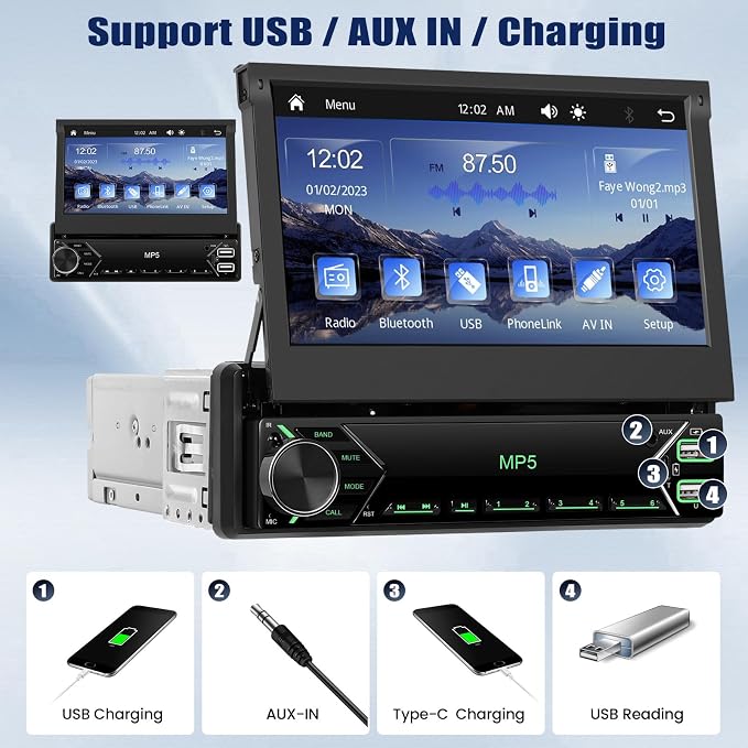 Single Din Touchscreen Car Stereo - Image 5