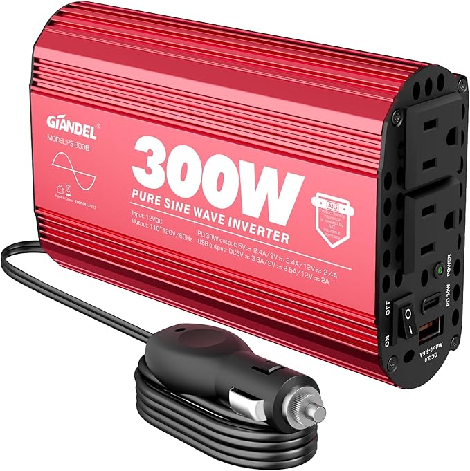 300Watt Pure Sine Wave Power Inverter by GIANDEL