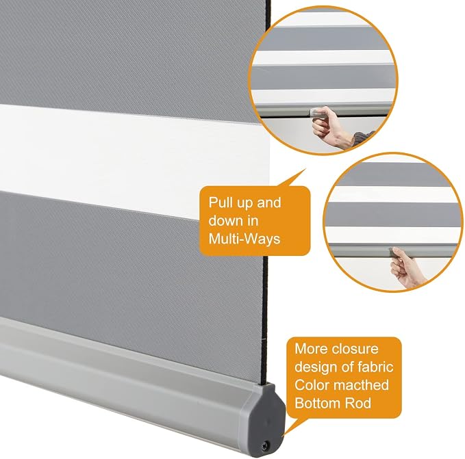 Persilux Cordless Zebra Blinds for Windows, Roller Shades for Windows Dual - Image 3