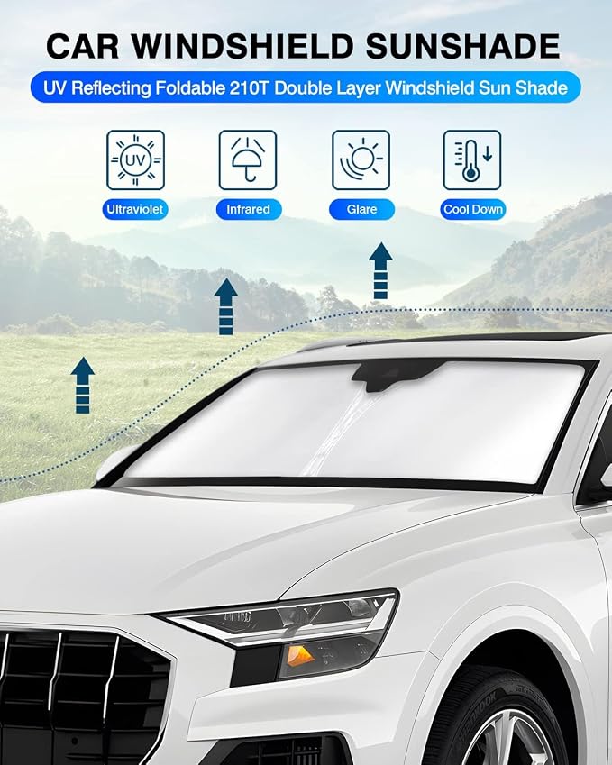 KUST Windshield Sun Shade for Audi Q8 2019-2023 2024 2025 2026 Window Shade Sun - Image 2