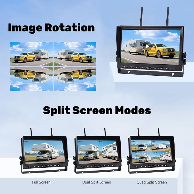 10.1" Magnetic Wireless RV Backup Camera System, 1 Rear Cameras & 2 Side Cameras - Image 6