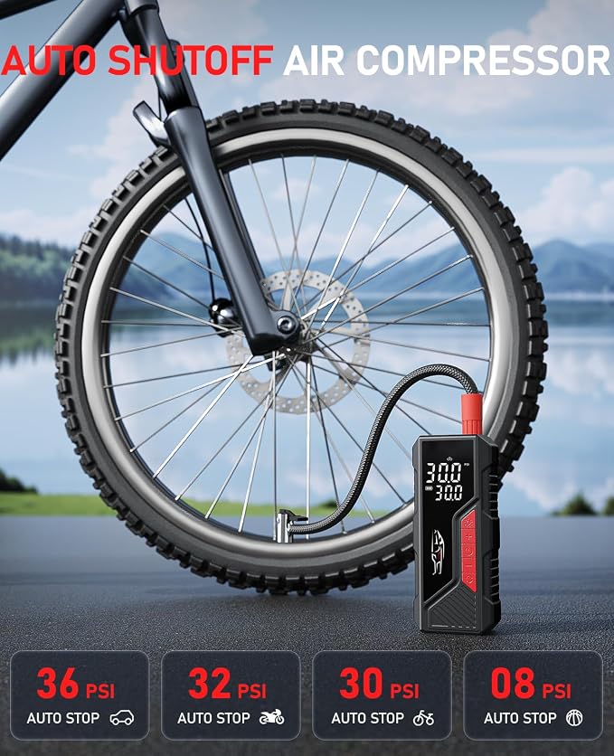 Tire Inflator Portable Air Compressor, Cordless Air Pump - Image 3