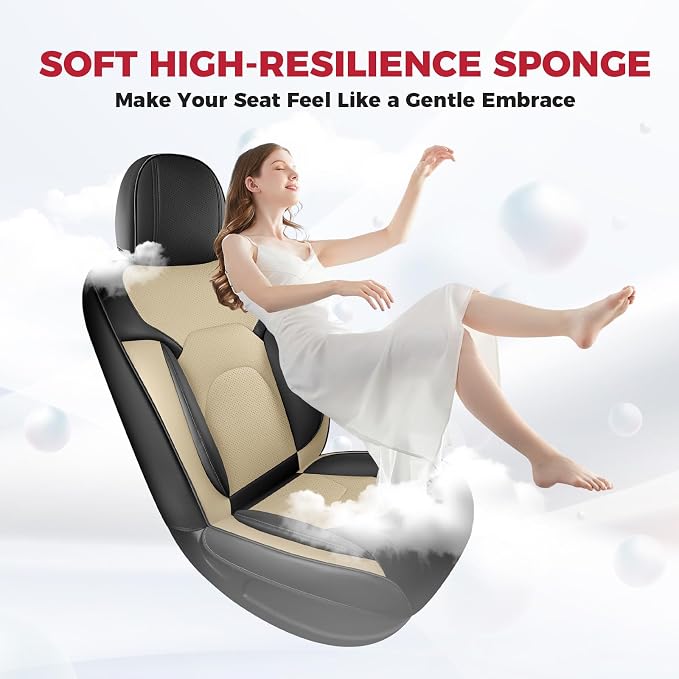 FREESOO Car Seat Covers Full Set, Waterproof Automotive Seat Covers, Leather - Image 2