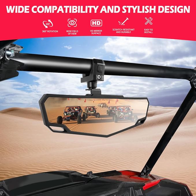 DREAMIZER UTV Rear View Mirror, 360°Adjustable Angle - Image 2