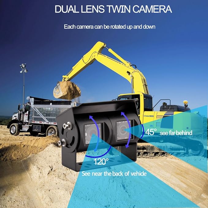 AHD 1080P 7" Reverse Rear View Backup Dual Twin Lens Camera System, Point Each - Image 7