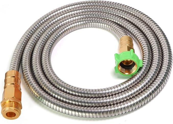 Metal Short Garden Hose 8 ft, Stainless Steel Water Hose Leader, Small Hose by Sunifier