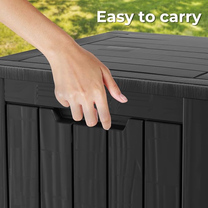 35 Gallon Lockable Resin Deck Box, Waterproof & UV-Resistant Outdoor Storage Box - Image 7
