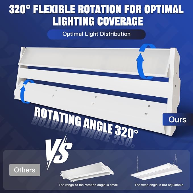 JTT LED Linear High Bay Light, 200/150/100W 30000LM Shop Light Commercial 360° - Image 3