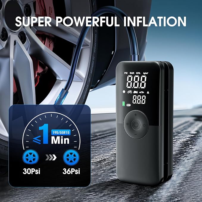 CARSUN Cordless Tire Inflator Portable Air Compressor, Car Tire Pump - Image 2