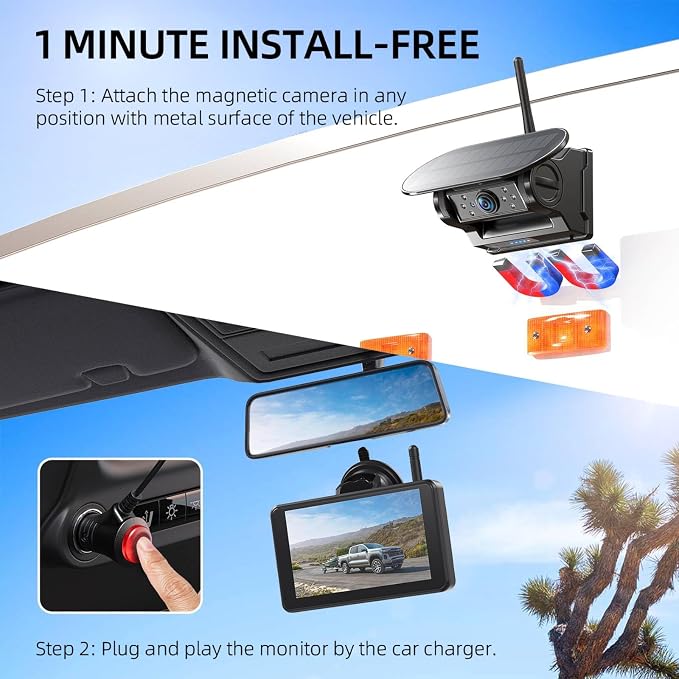 eRapta Magnetic Solar Wireless Backup Camera: HD1080P 5” Touchscreen Portable - Image 5