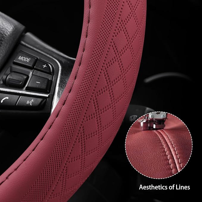 【2025 Model】 Breathable Soft Leather Car Steering Wheel Cover - Image 5