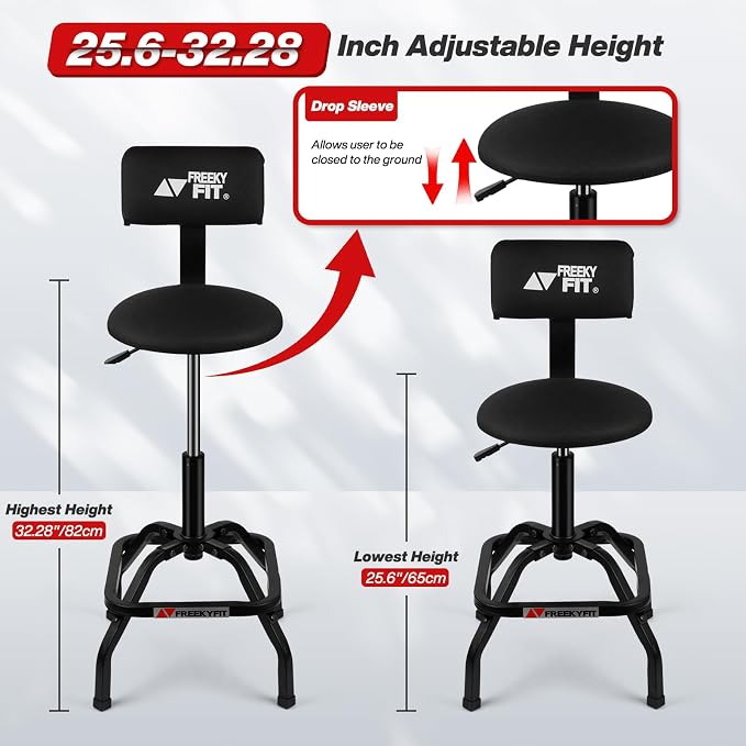 Shop Stool with Backrest, Mechanic Garage Stool - Image 2