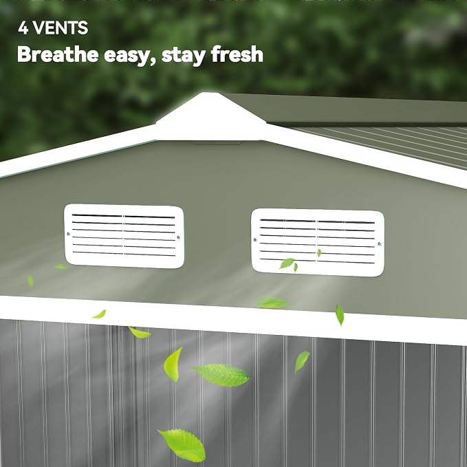 Outsunny 9' x 6' Outdoor Storage Shed, Garden Tool Metal Shed - Image 8