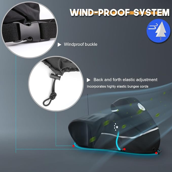 Motorcycle Cover 420D Heavy Duty All Season Universal Weather Waterproof - Image 4