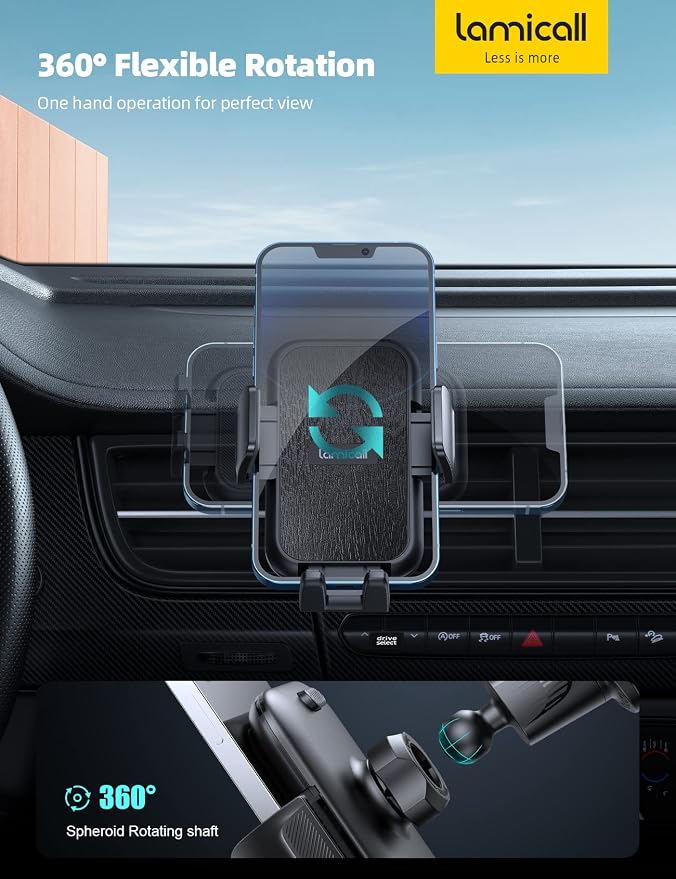 Lamicall 2025 Wider Clamp & Metal Hook Car Phone Holder Vent Phone Holders - Image 6