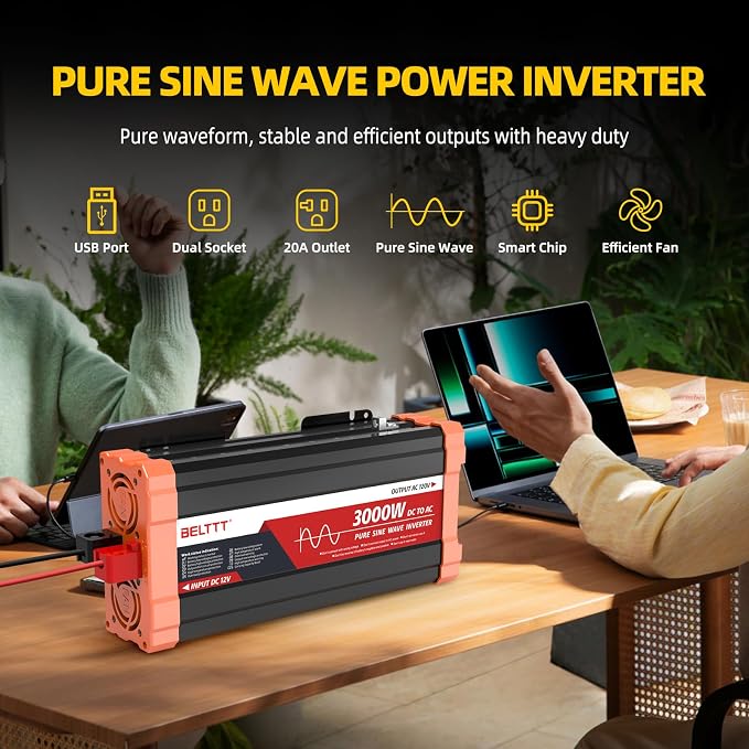 BELTTT 3000W Pure Sine Wave Inverter 12V DC to 120V AC - Image 5