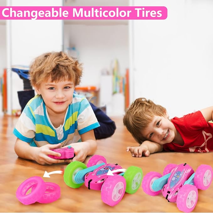 FREE TO FLY Remote Control Car for Girls : Pink RC Car Double Sided 360°Flip - Image 6