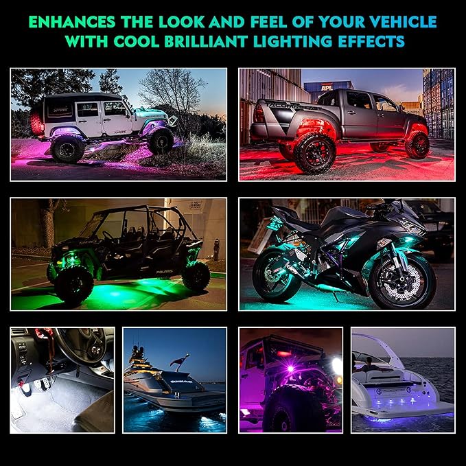 Xprite RGB Bluetooth Rock Lights Kit, w/RF Remote Controller - Image 6