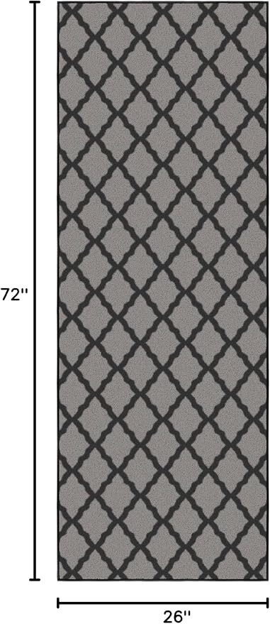 Ottomanson Hallway Runner Rug 2'2" x 6' Non Slip Trellis Area Rugs Easy to - Image 2