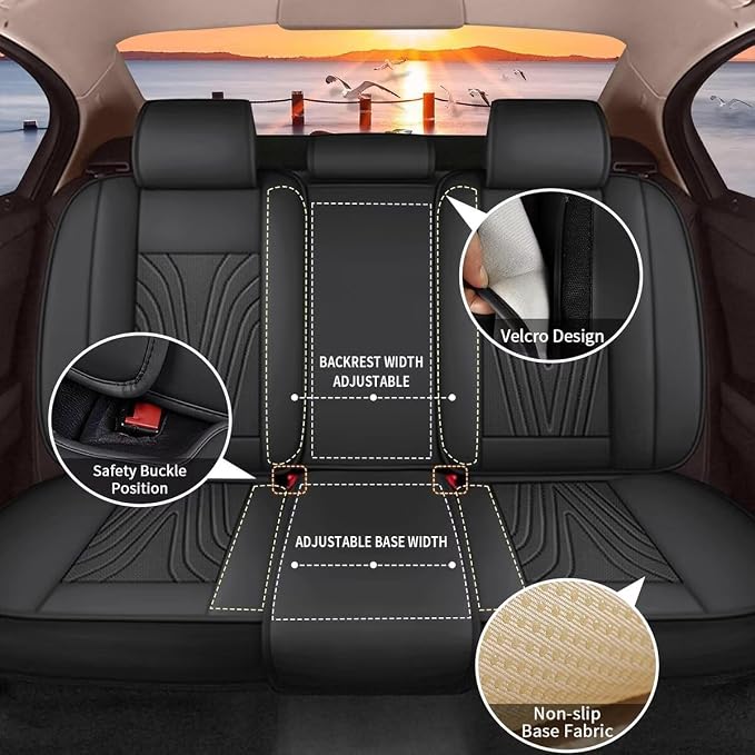 Car Seat Cover Fit for Toyota Camry 2012-2025 Full Set Faux Leather Breathable - Image 4
