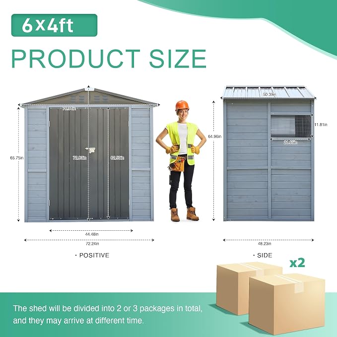 4x6 FT Outdoor Storage Shed - Image 2